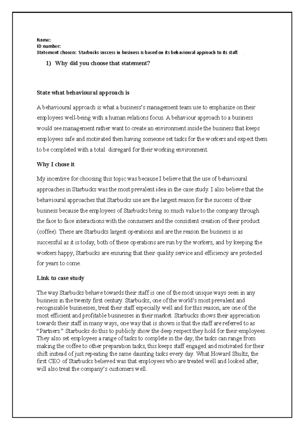 Statement defence 1 individual answer form - Name: ID number: Statement ...