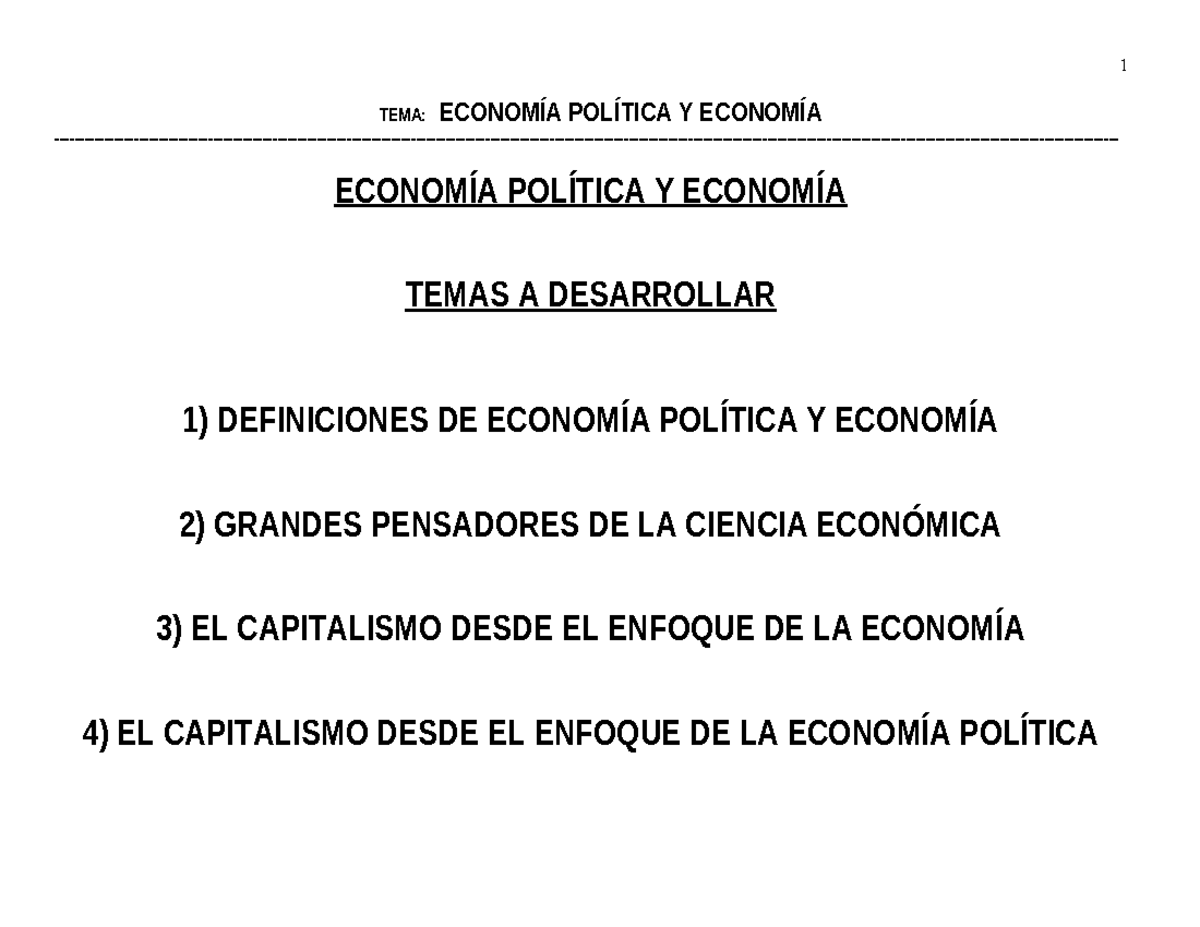 2006 7-SÍ Ntesis de Clases Presenciales - TEMA: ECONOMÍA POLÍTICA Y