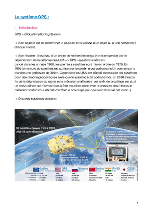 Géoscience CM - Le Système GPS I. Introduction : GPS : Global ...