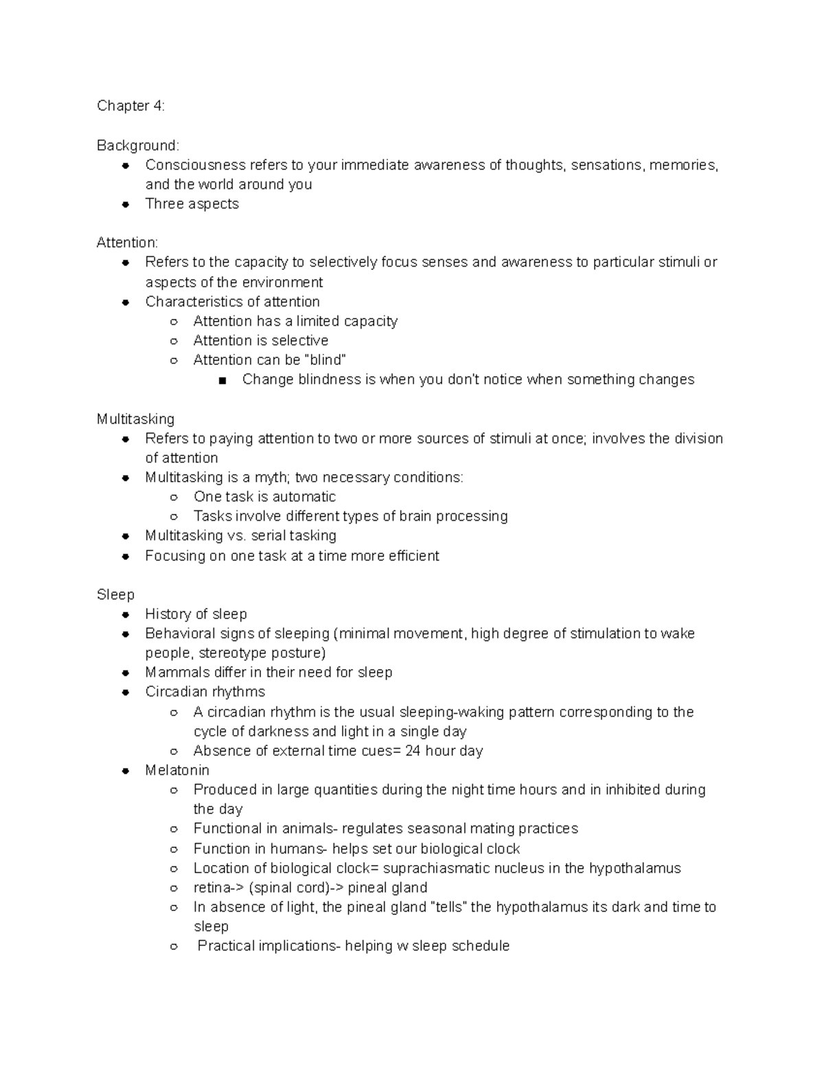 Psychology Ch. 4 - Chapter 4: Background: Consciousness Refers To Your ...