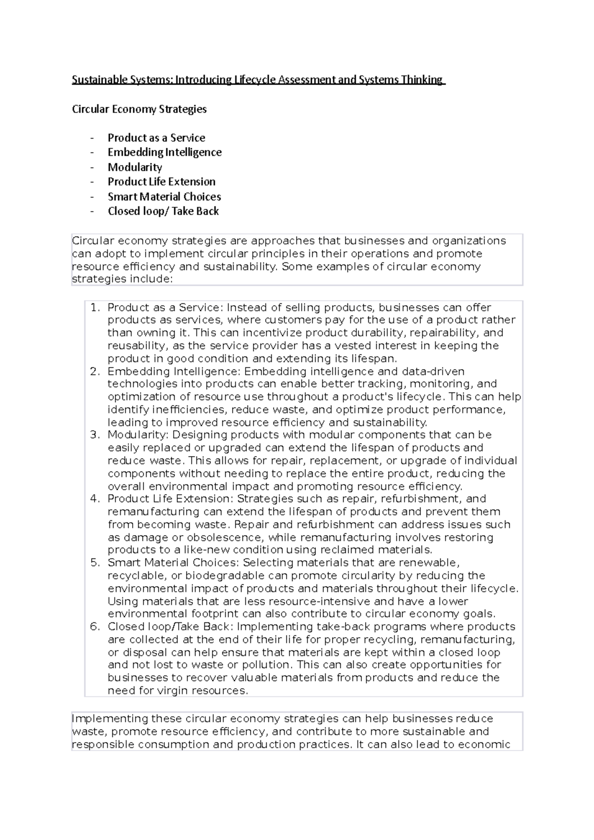 4. Sustainable Systems- Introducing Lifecycle Assessment and Systems ...