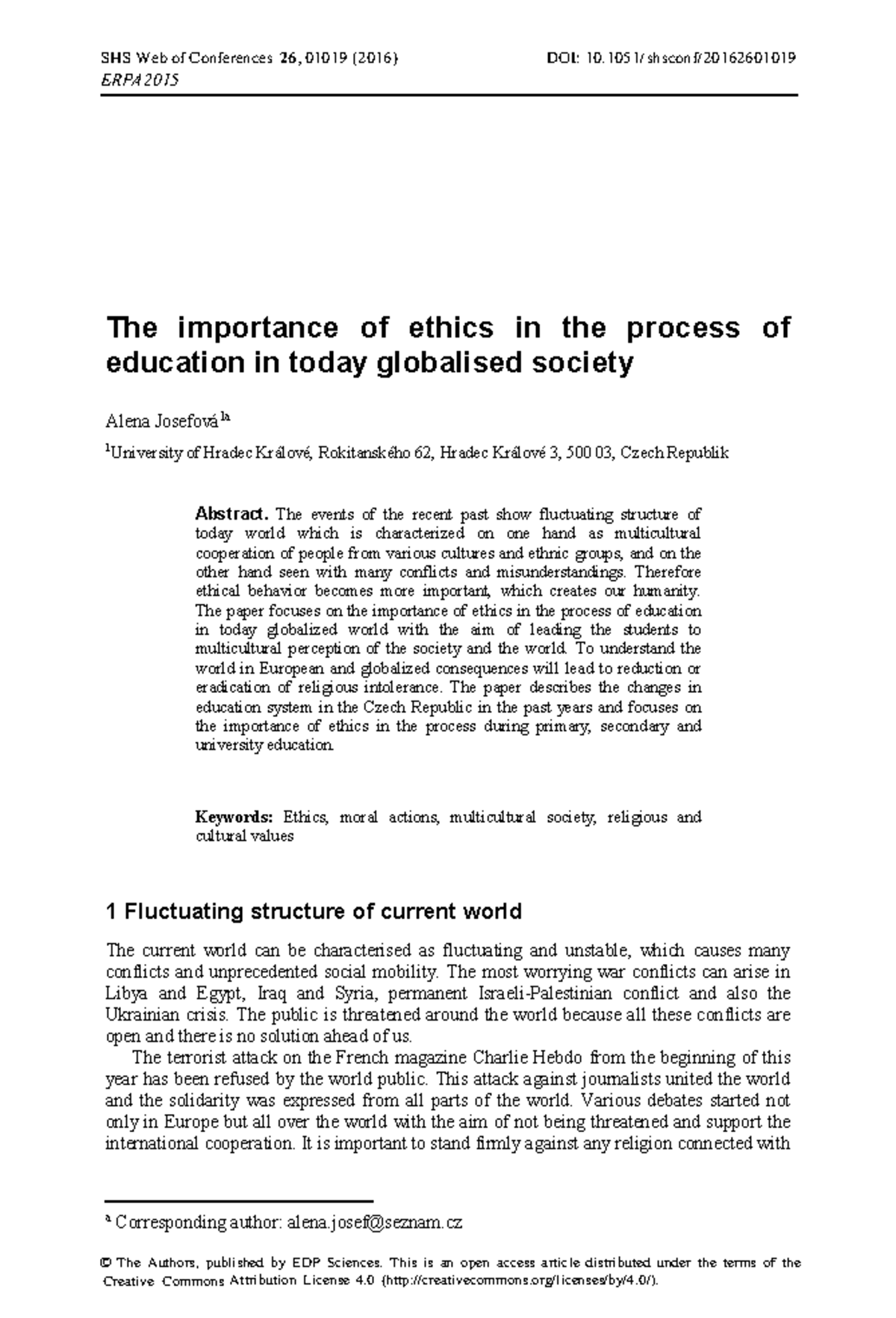 Shsconf erpa2016 01019 - The importance of ethics in the process of ...