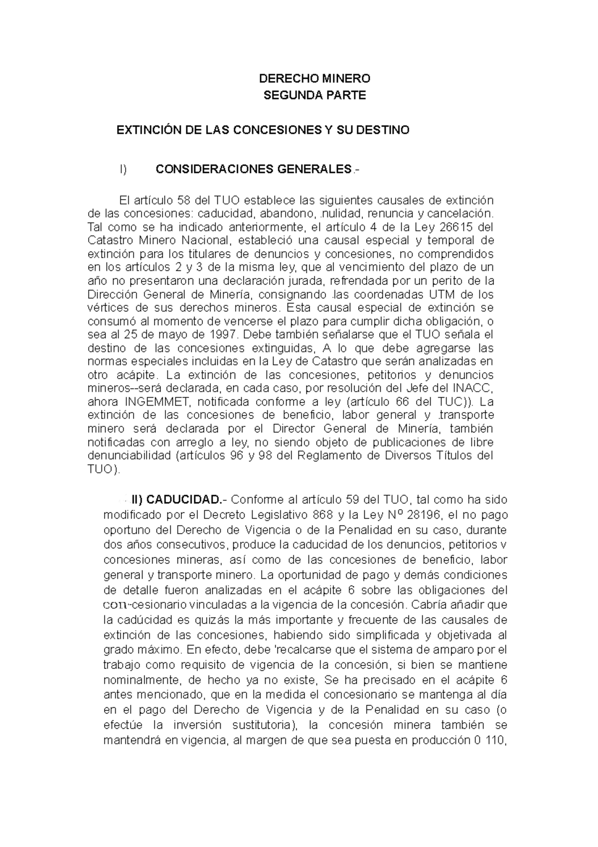 Derecho Minero Y EL Medio Ambiente Segunda Parte - DERECHO MINERO ...