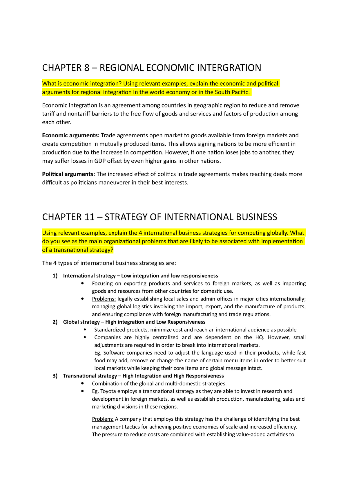 Exam 8 November 2019, Questions And Answers - CHAPTER 8 – REGIONAL ...