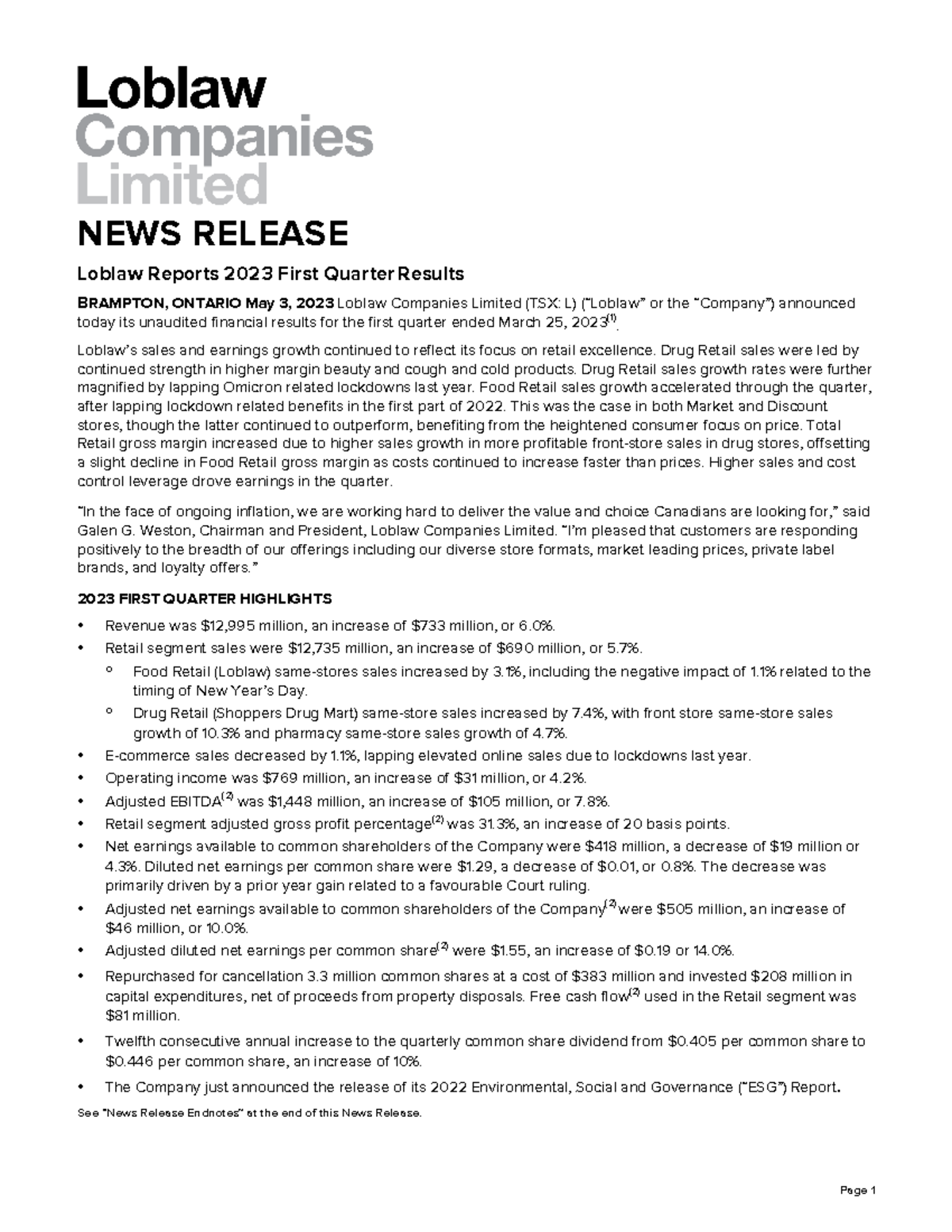 Get File - 2023-05-10T113757 - NEWS RELEASE Loblaw Reports 2023 First ...