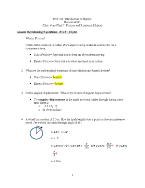 physics homework 1