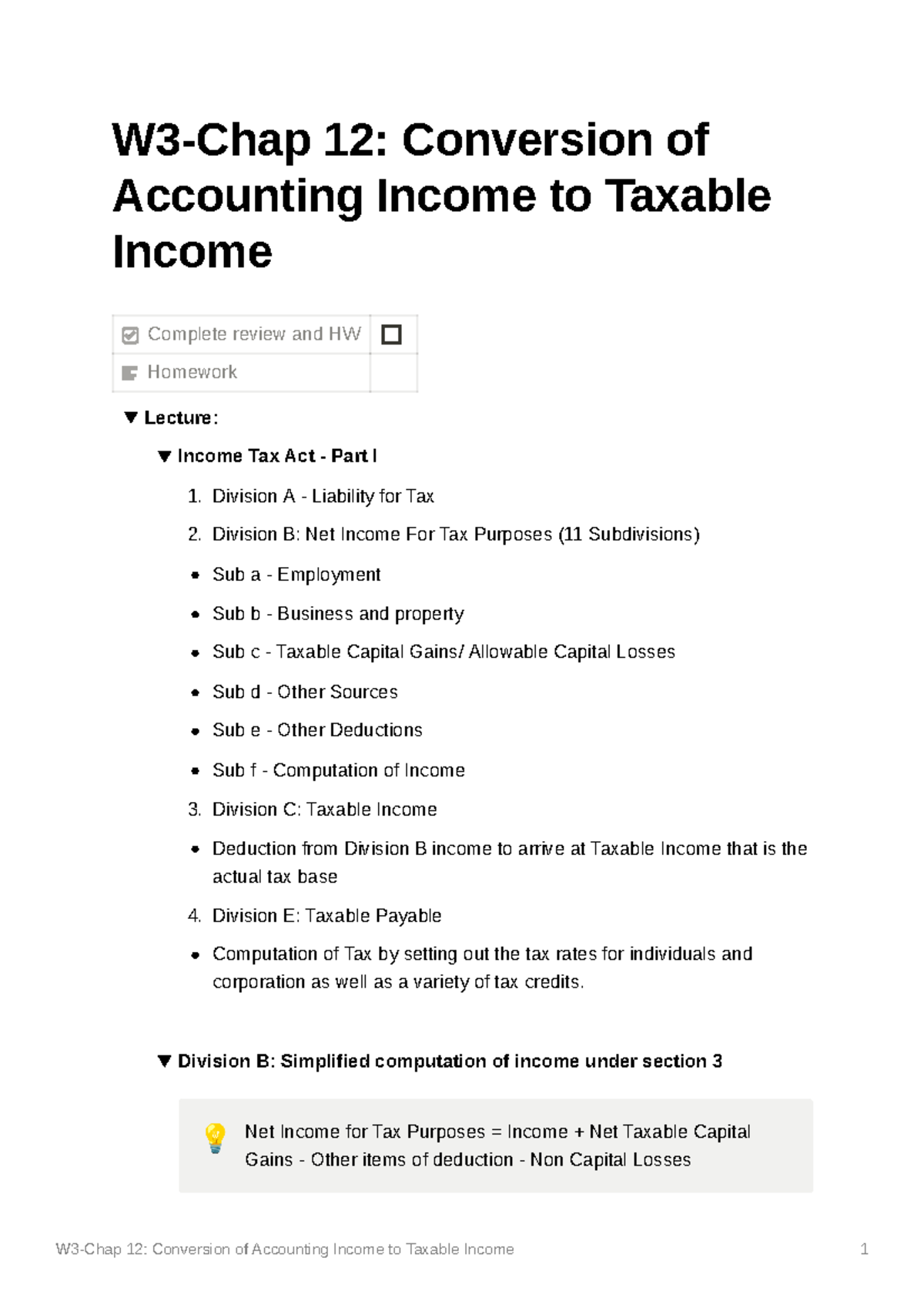 W3-Chap 12 Conversion of Accounting Income to Taxable Income - W3-Chap ...