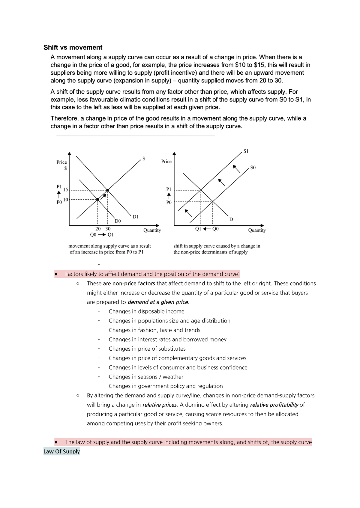 Economics notes - Shift vs movement - Studocu