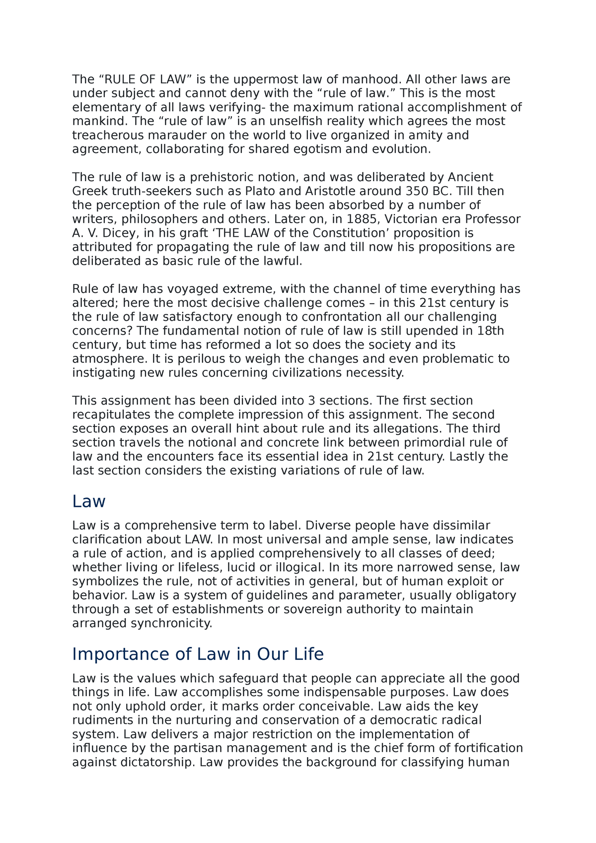 rule of law sample essay