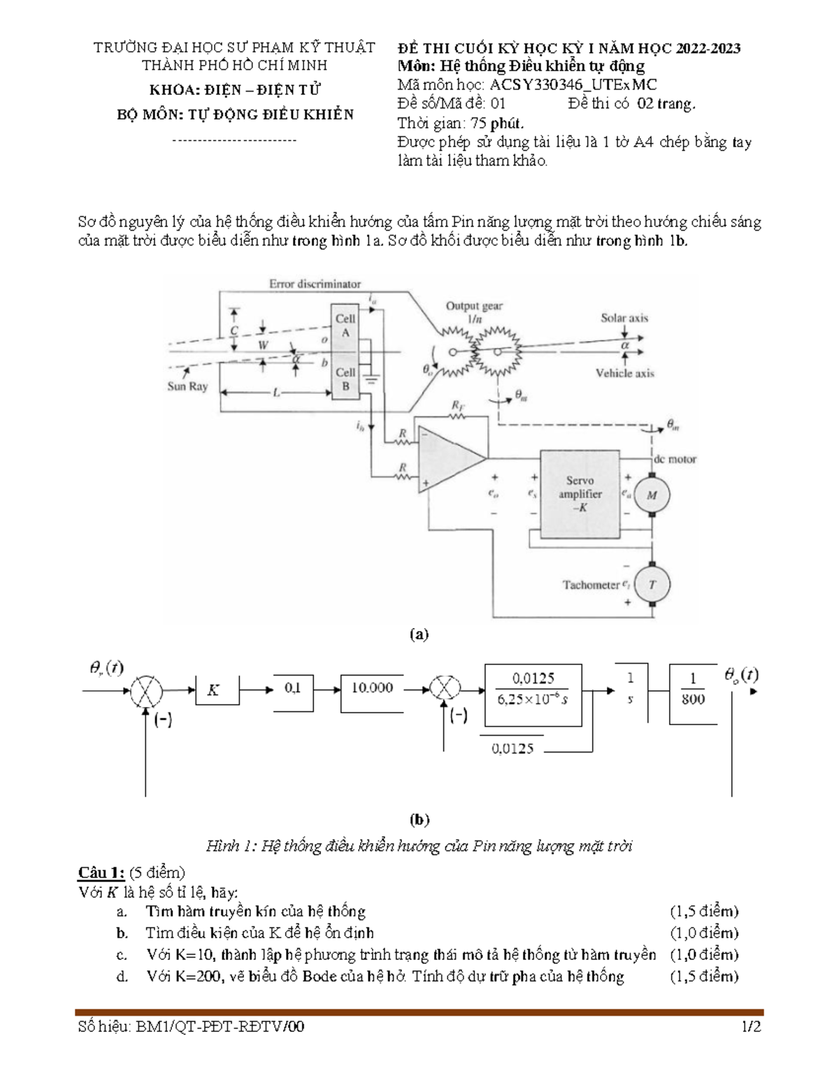 De thi HT DKTD HK I 2022-2023 UTEx MC DAP AN - Số hiệu: BM1/QT-PĐT-RĐTV ...
