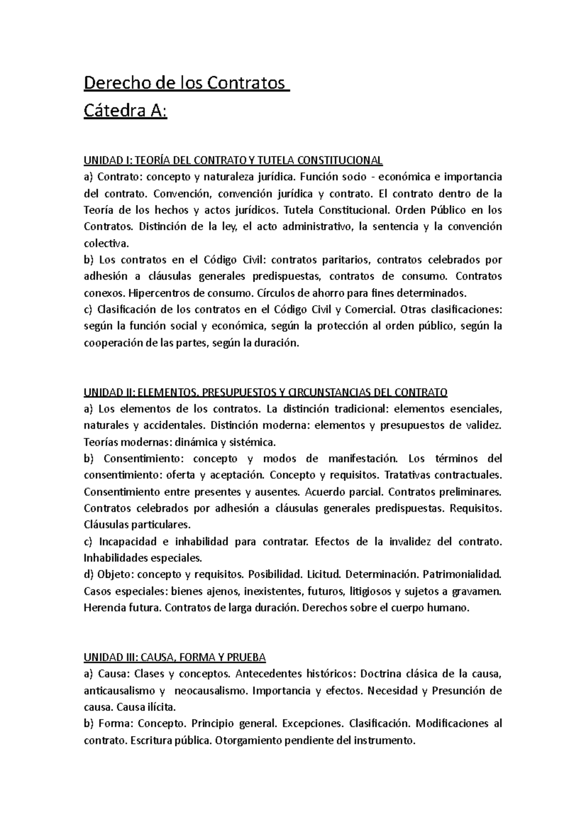 Derecho De Los Contratos - Derecho De Los Contratos Cátedra A: UNIDAD I ...