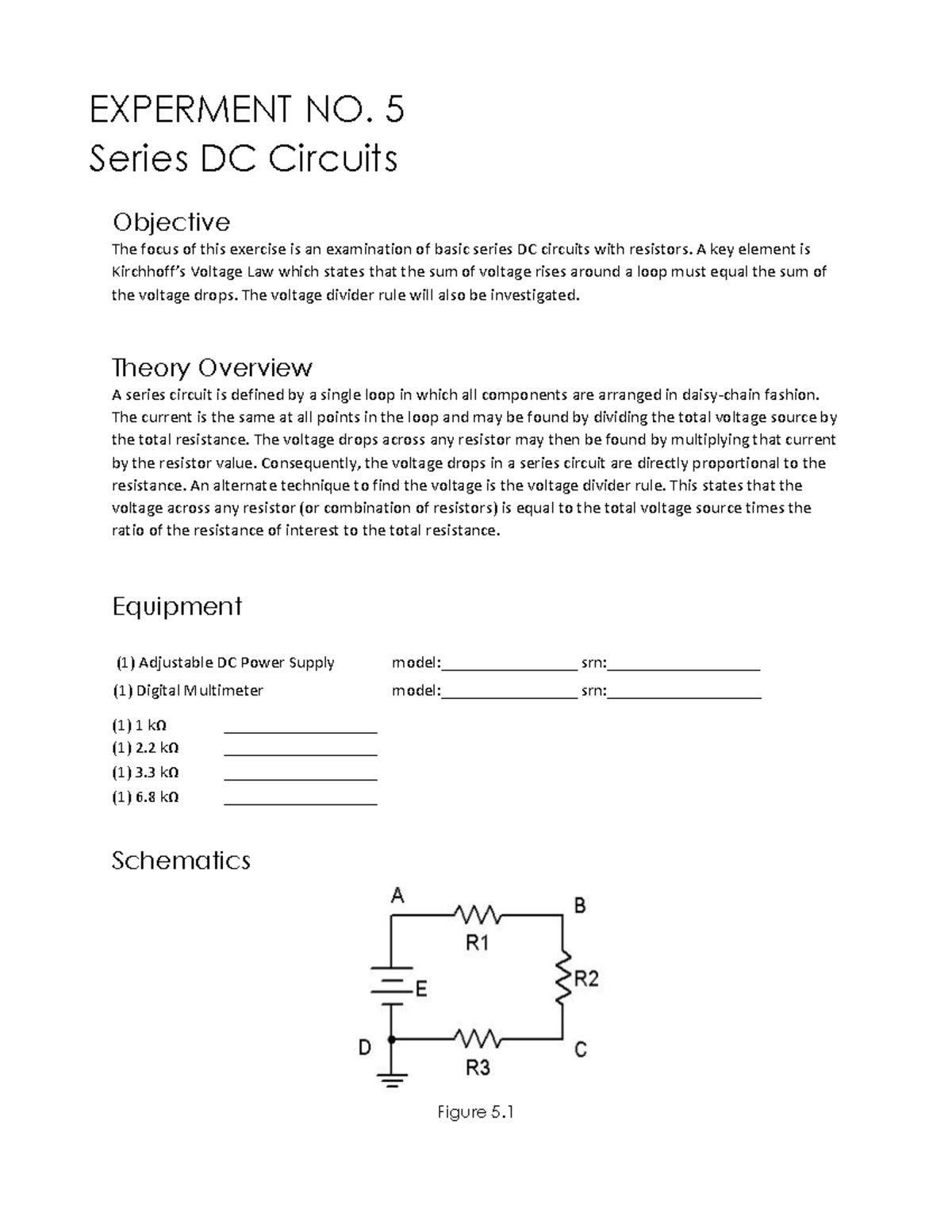 Experiment NO. 5 - Study Well - EXPERMENT NO. 5 Series DC Circuits ...