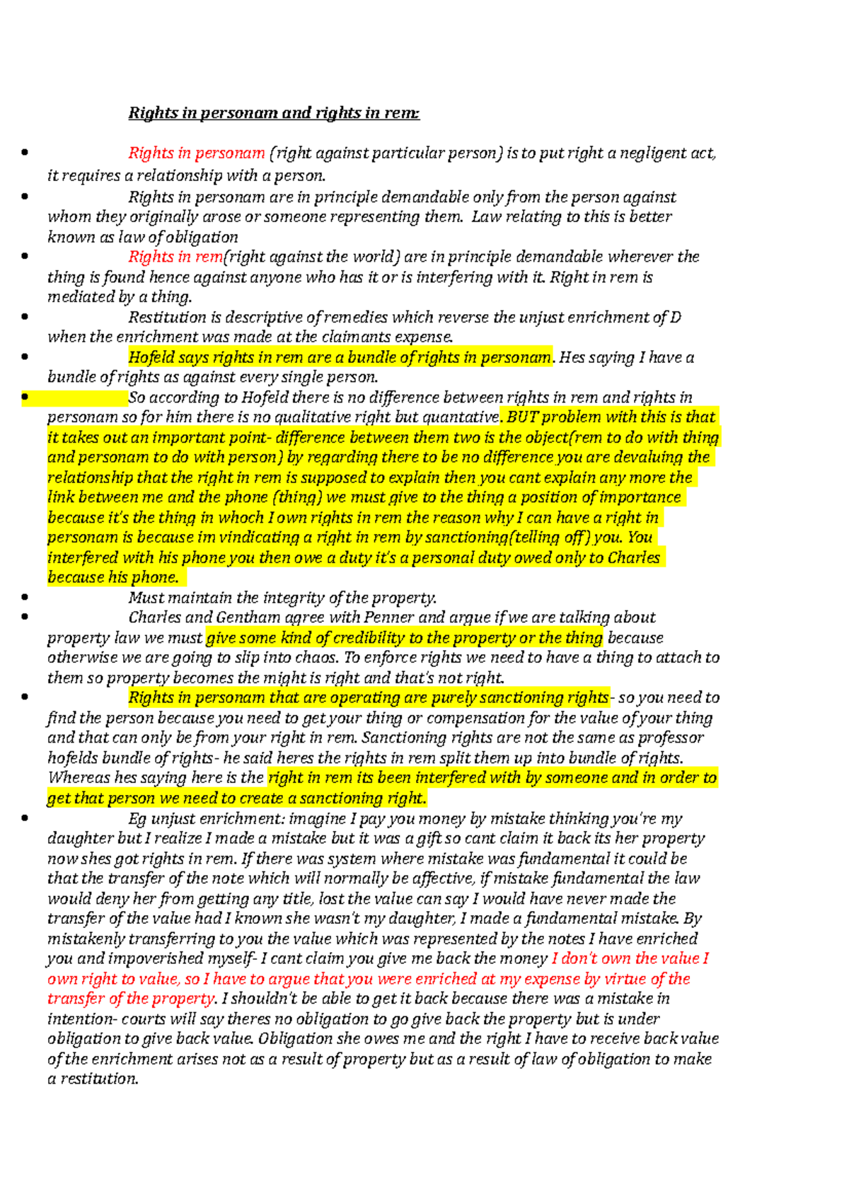 Personal Property Part 2 Rights in personam and rights in rem Rights