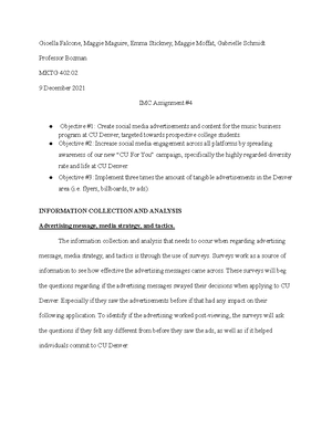 integrated marketing communication (sim 8)assignment