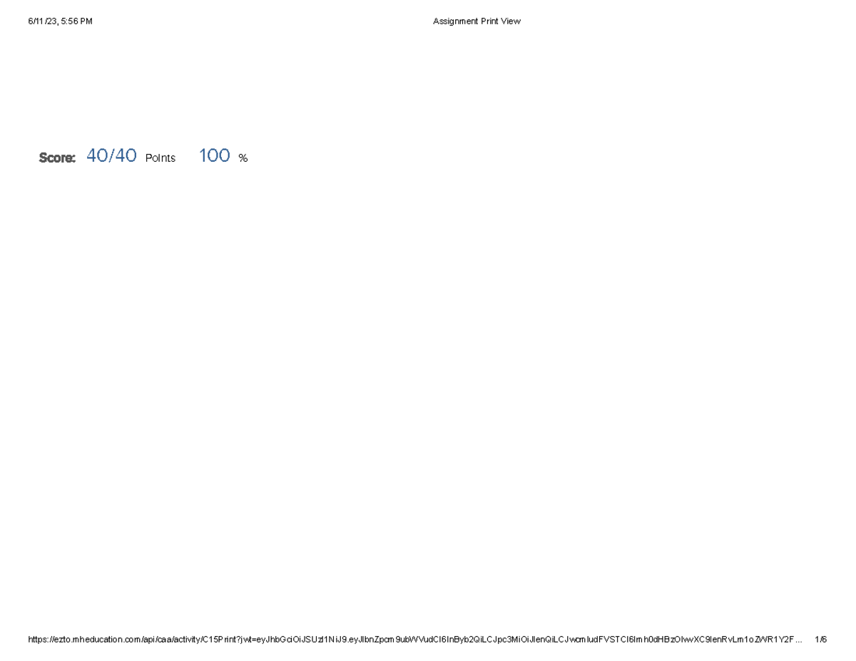 Assignment 1 Answers Print View - Score: 40/40 Points 100 % 1. Award ...