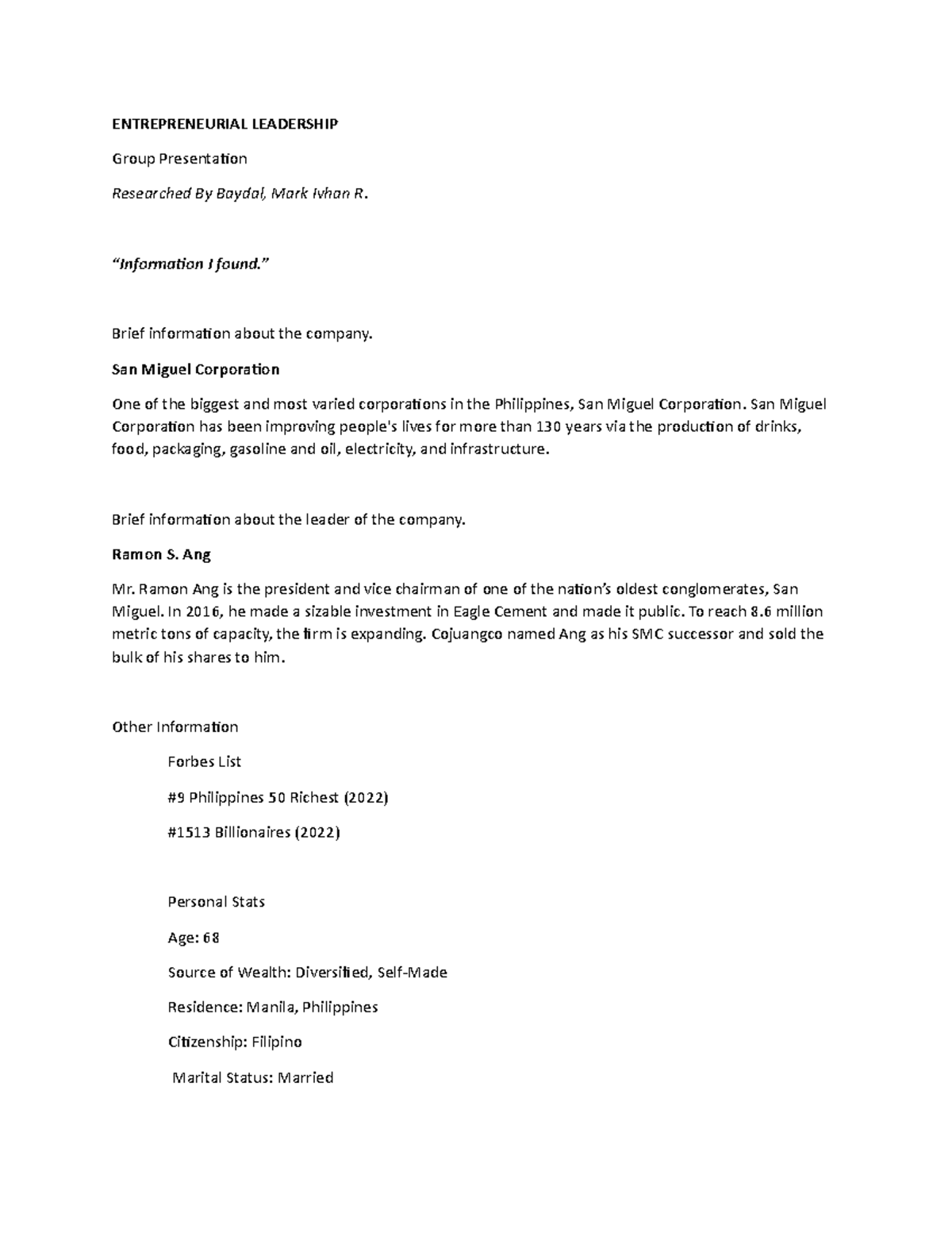 Entrepreneurial-Leadership Group-Presentation - ENTREPRENEURIAL ...