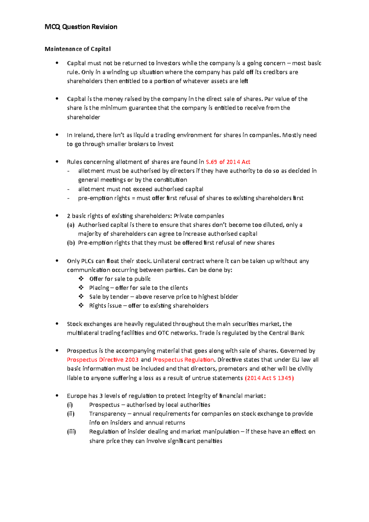 Maintenance of Capital Study Notes - Maintenance of Capital Capital ...