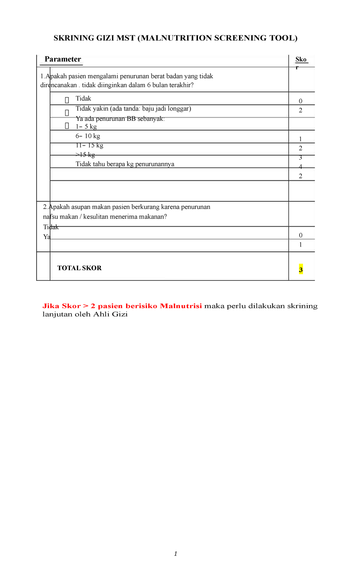 PAGT Kasus 4 Jantung - Parameter Sko R 1 Pasien Mengalami Penurunan ...