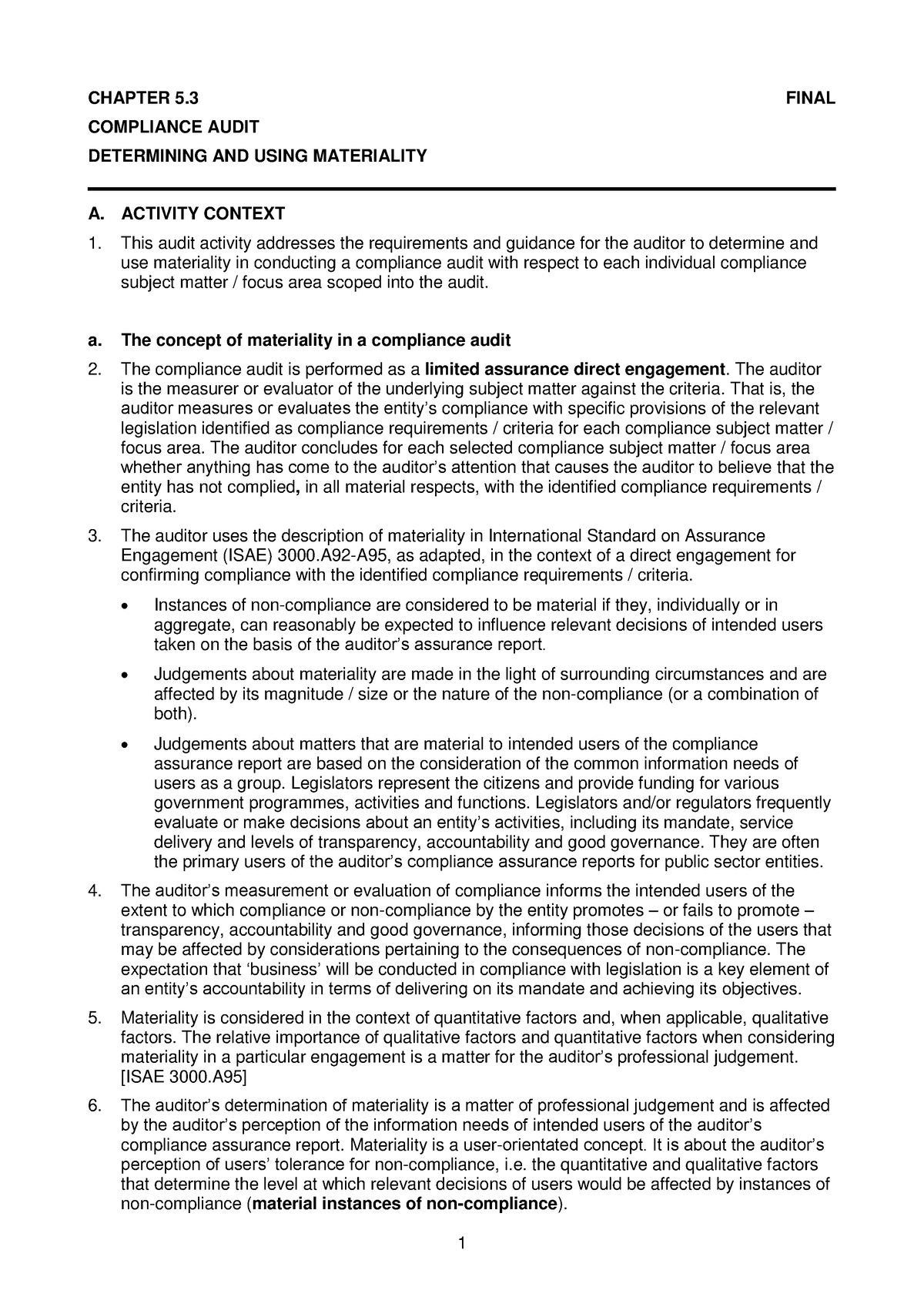 05.3 Compliance - Determining And Using Materiality - CHAPTER 5 FINAL ...