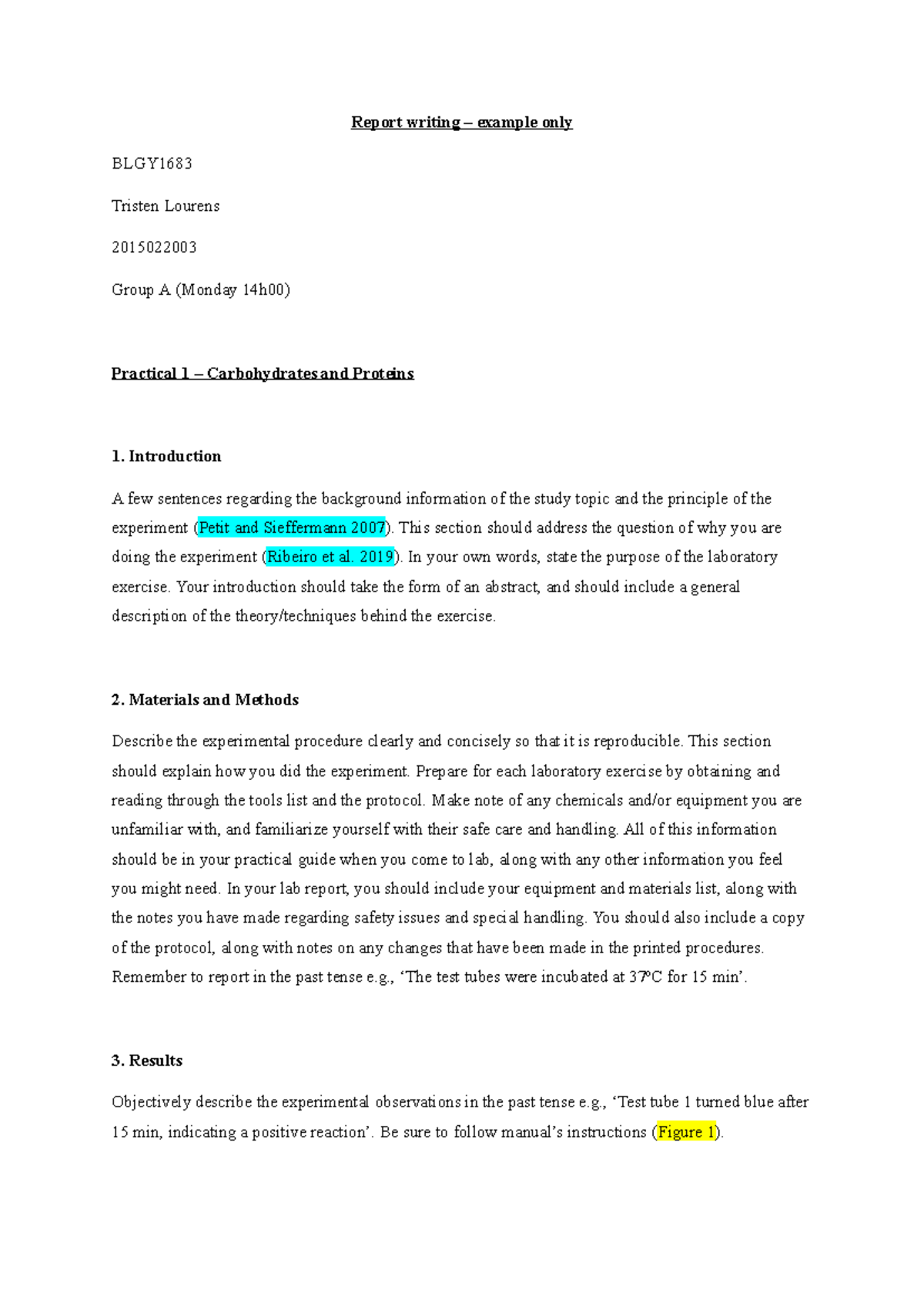 BLGY1683 Practical report example - Report writing – example only BLGY ...