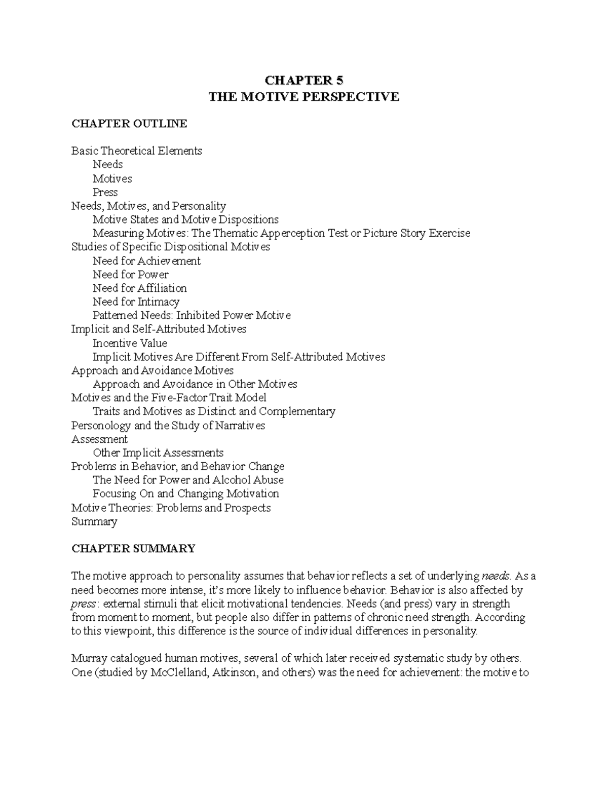 Carver 8e imtb ch05 - CHAPTER 5 THE MOTIVE PERSPECTIVE - CHAPTER ...