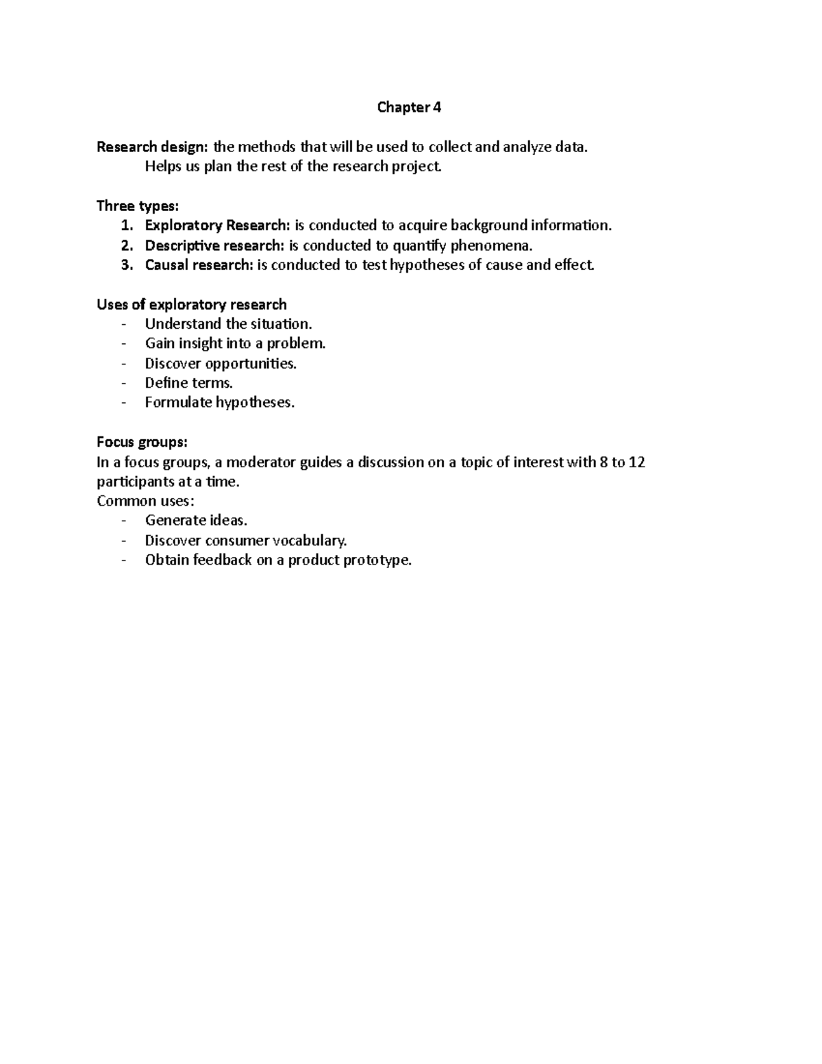 Chapter 4 - Marketing 321 - Chapter 4 Research Design: The Methods That ...