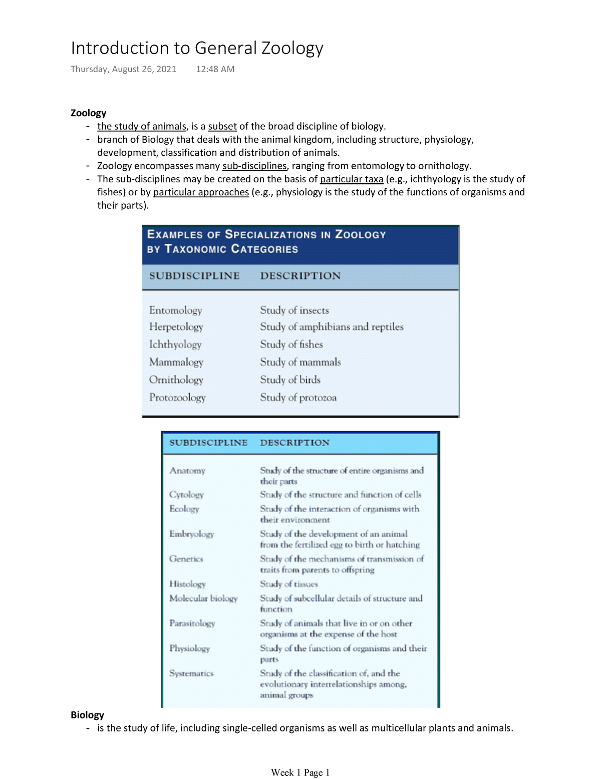Introduction To General Zoology - Zoology - The Study Of Animals, Is A ...
