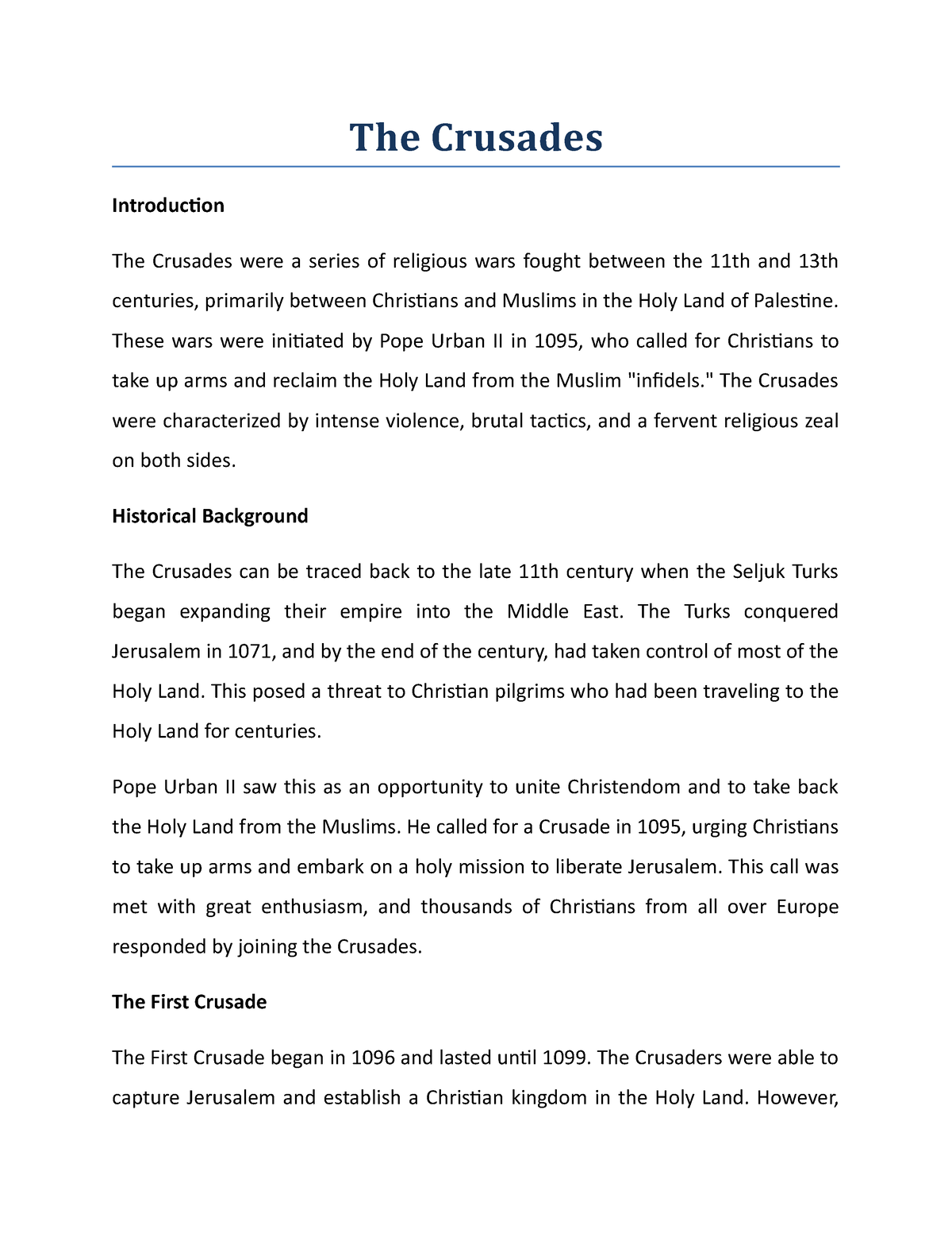 crusades essay introduction