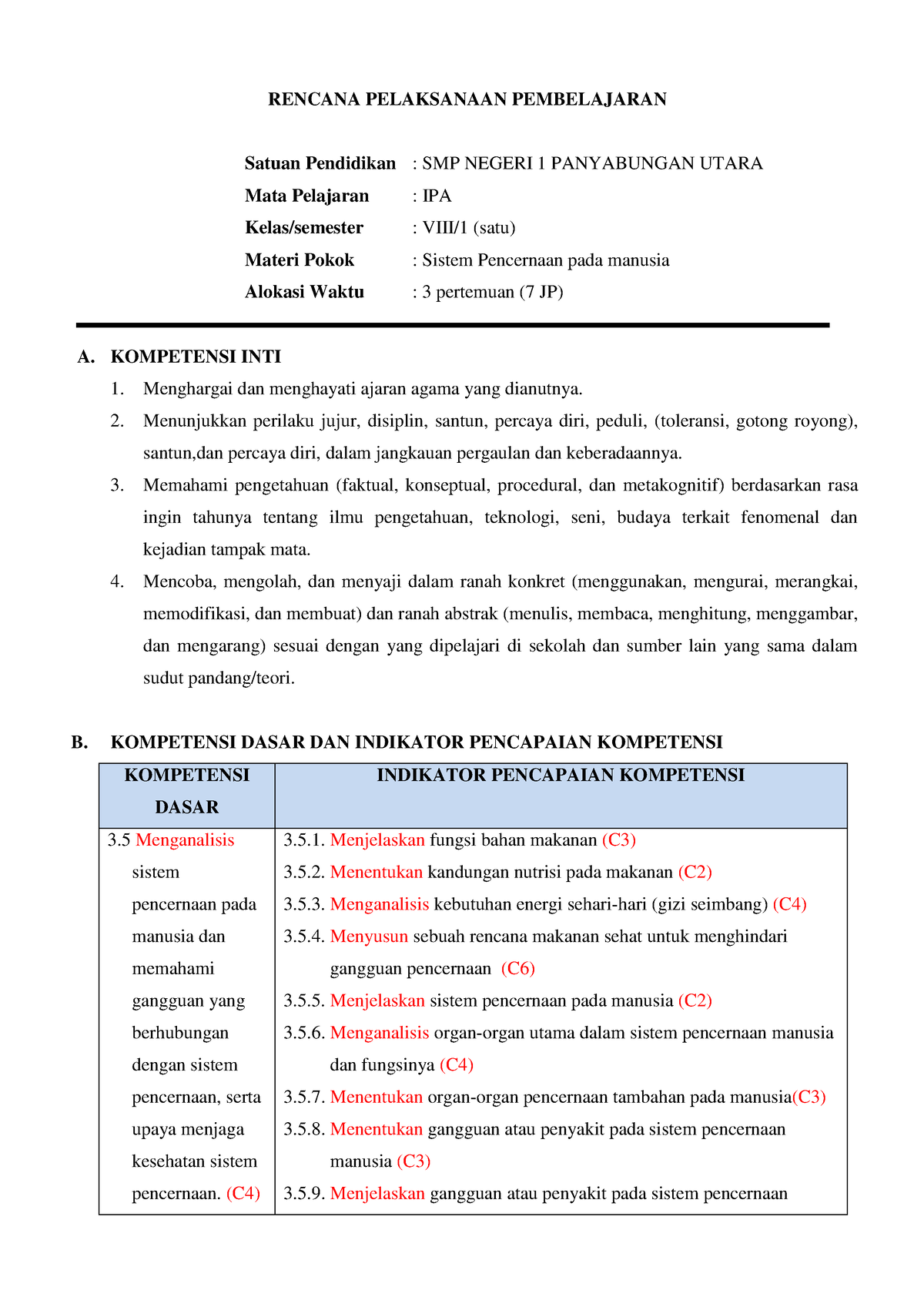 Sistem Pencernaan 2 - Modul - RENCANA PELAKSANAAN PEMBELAJARAN Satuan ...