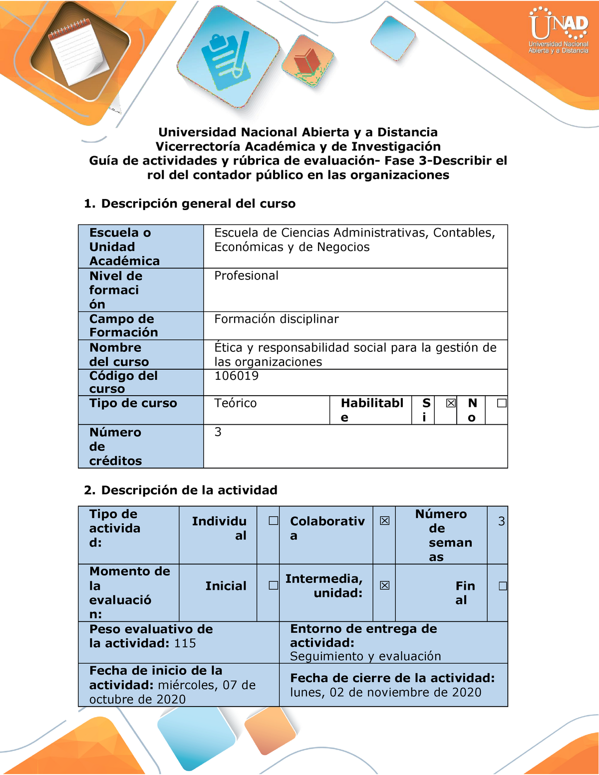 Guía De Actividades Y Rúbrica De Evaluación Fase 3 Describir El Rol