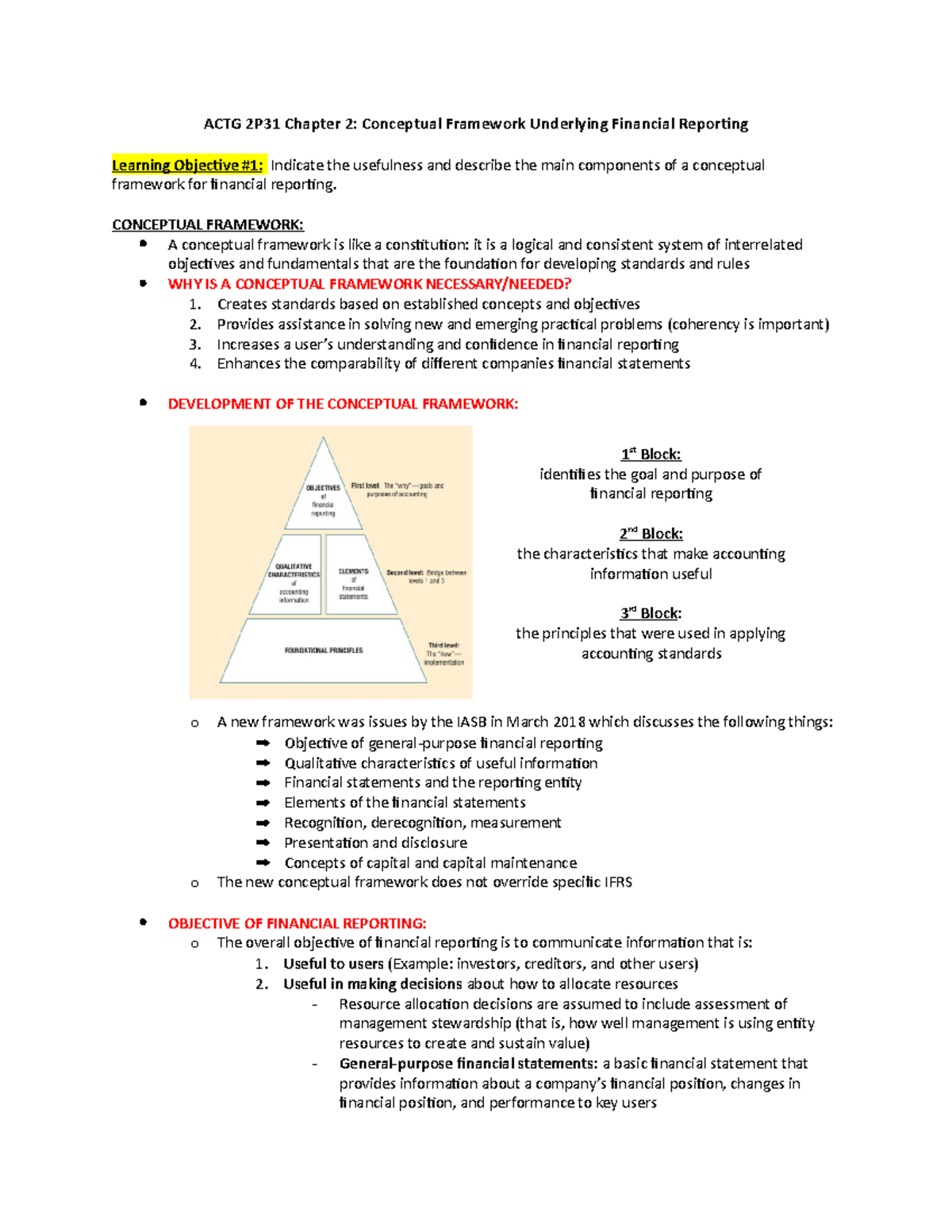 ACTG 2P31 Chapter 2 - Lecture Notes 2 - ACTG 2P31 Chapter 2: Conceptual ...