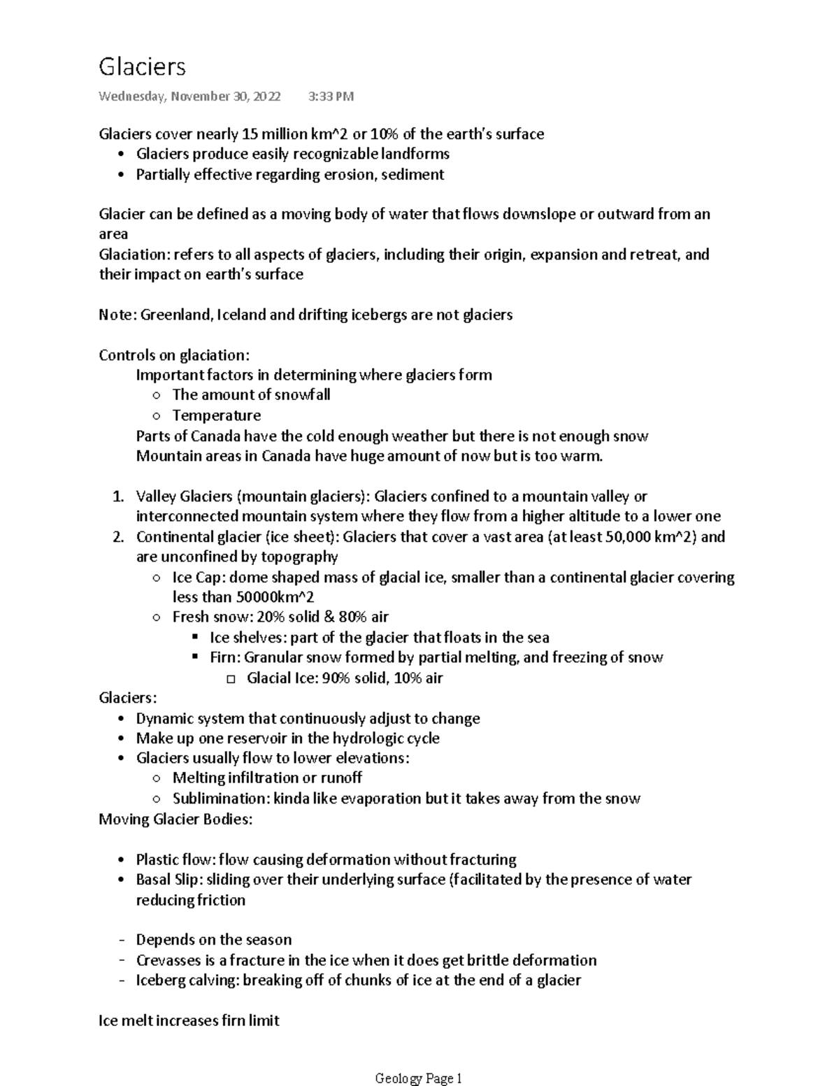 Geology 18 Glaciers Glacial Movement, Types of Glacier Valleys