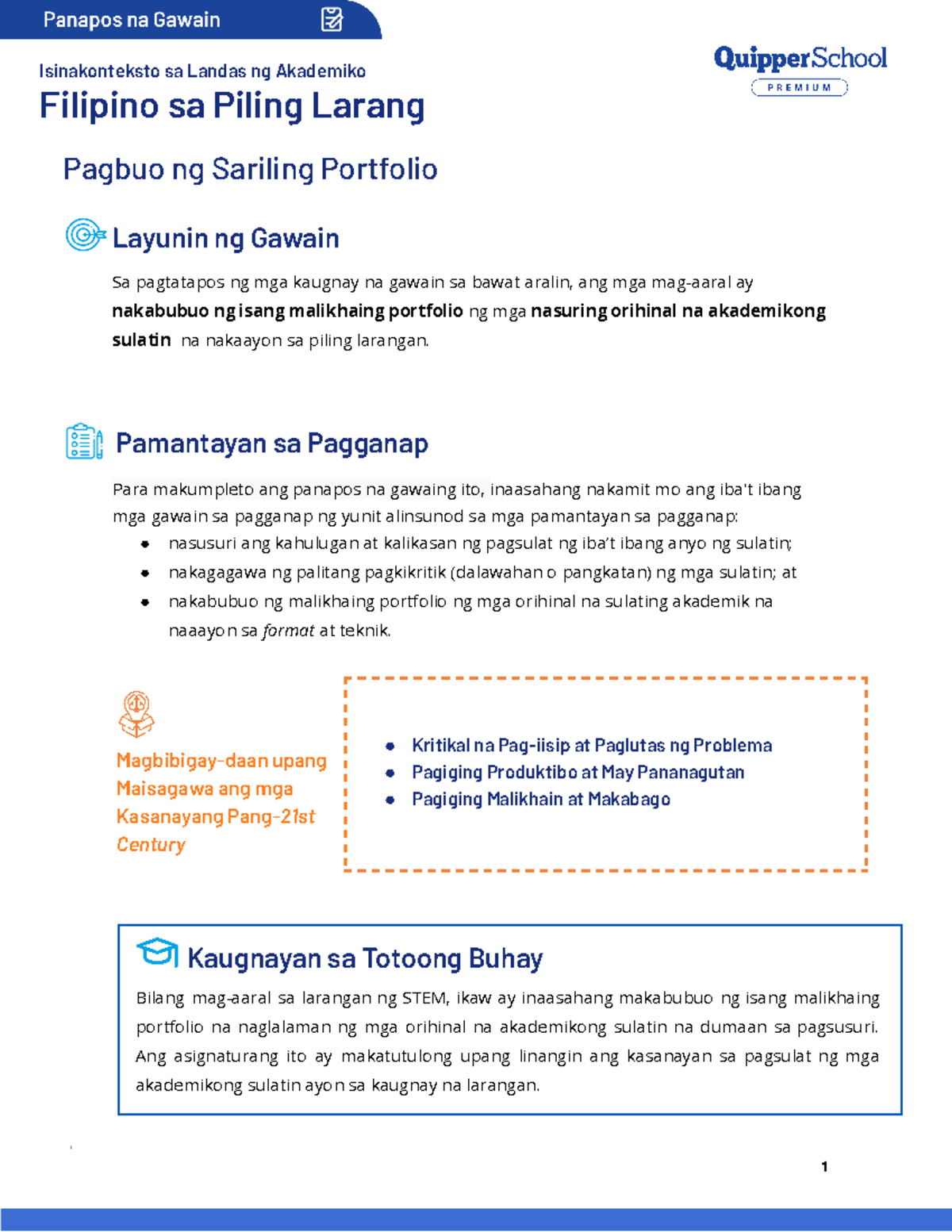Portfolio sa Filipino - Filipino sa Larangan Akademik Grade 12 ...