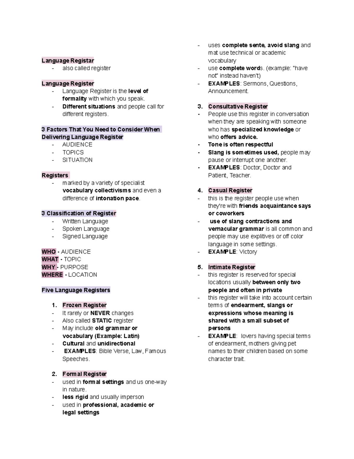 COMM - Midterms - iokljh - Language Registar - also called register ...
