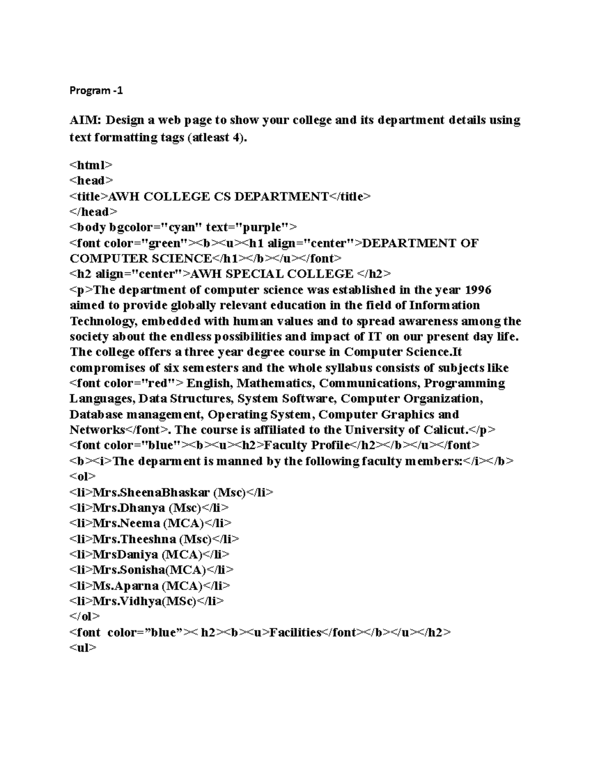Html Programs 1 2 For Bsc Computer Science Program AIM Design A html-programs-1-2-for-bsc-computer-science-program-aim-design-a