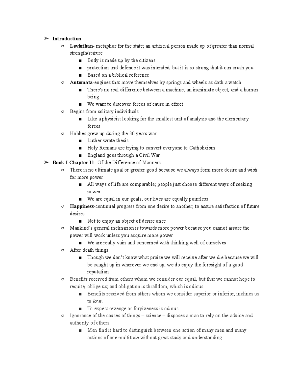 Notes on Leviathan - N/A - Introduction Leviathan- metaphor for the ...