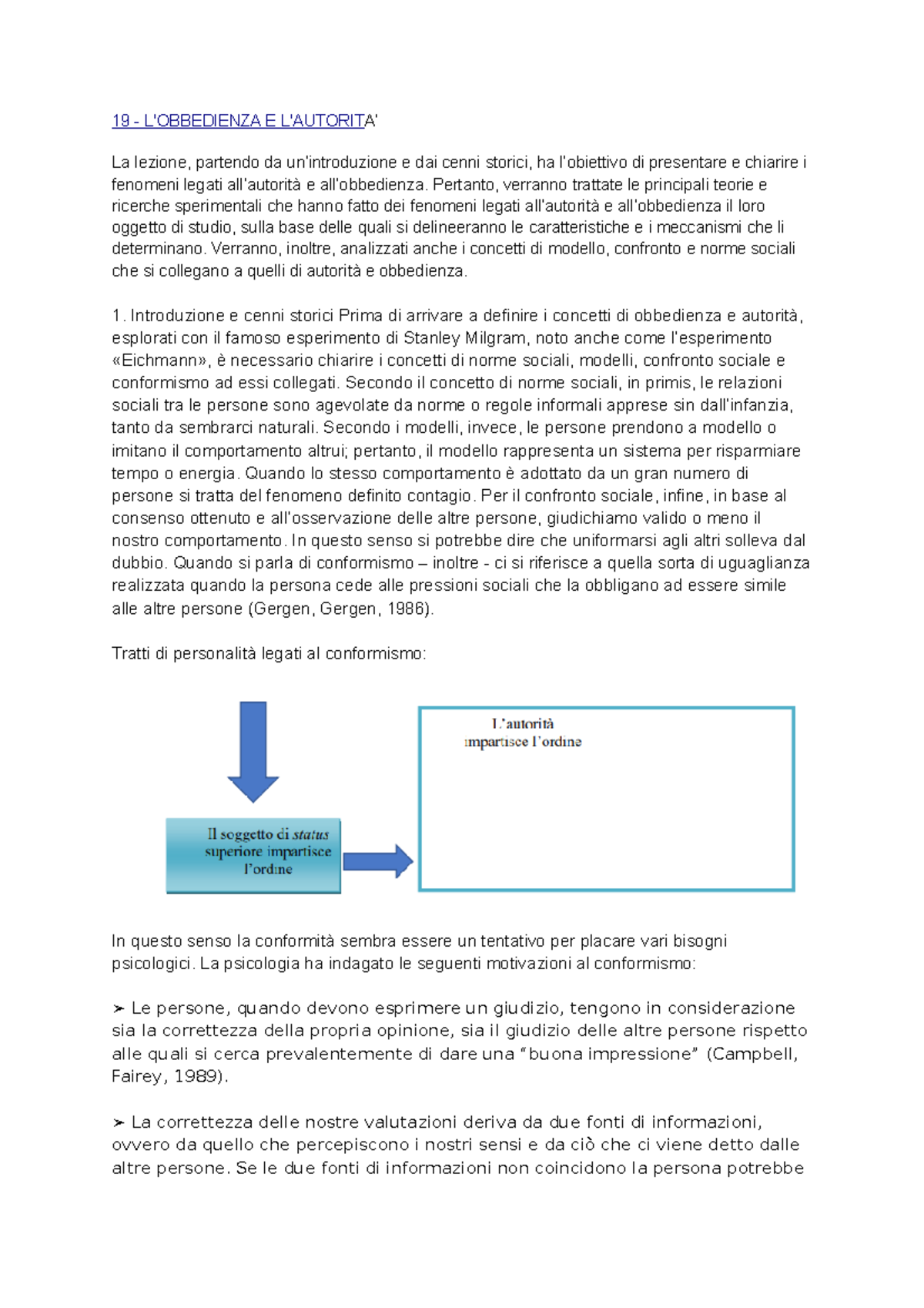 L' Obbedienza e l'Autorità 19 L'OBBEDIENZA E L'AUTORITA’ La lezione