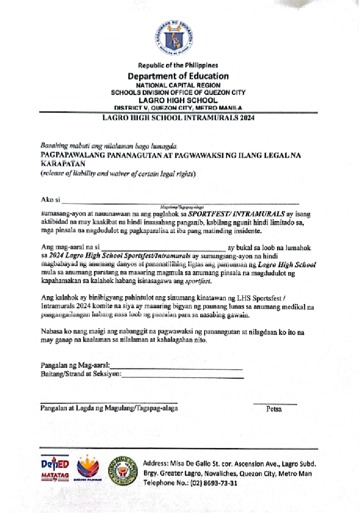 Waiver-Intramssda - NG G C Republic of the Philippines Department of ...