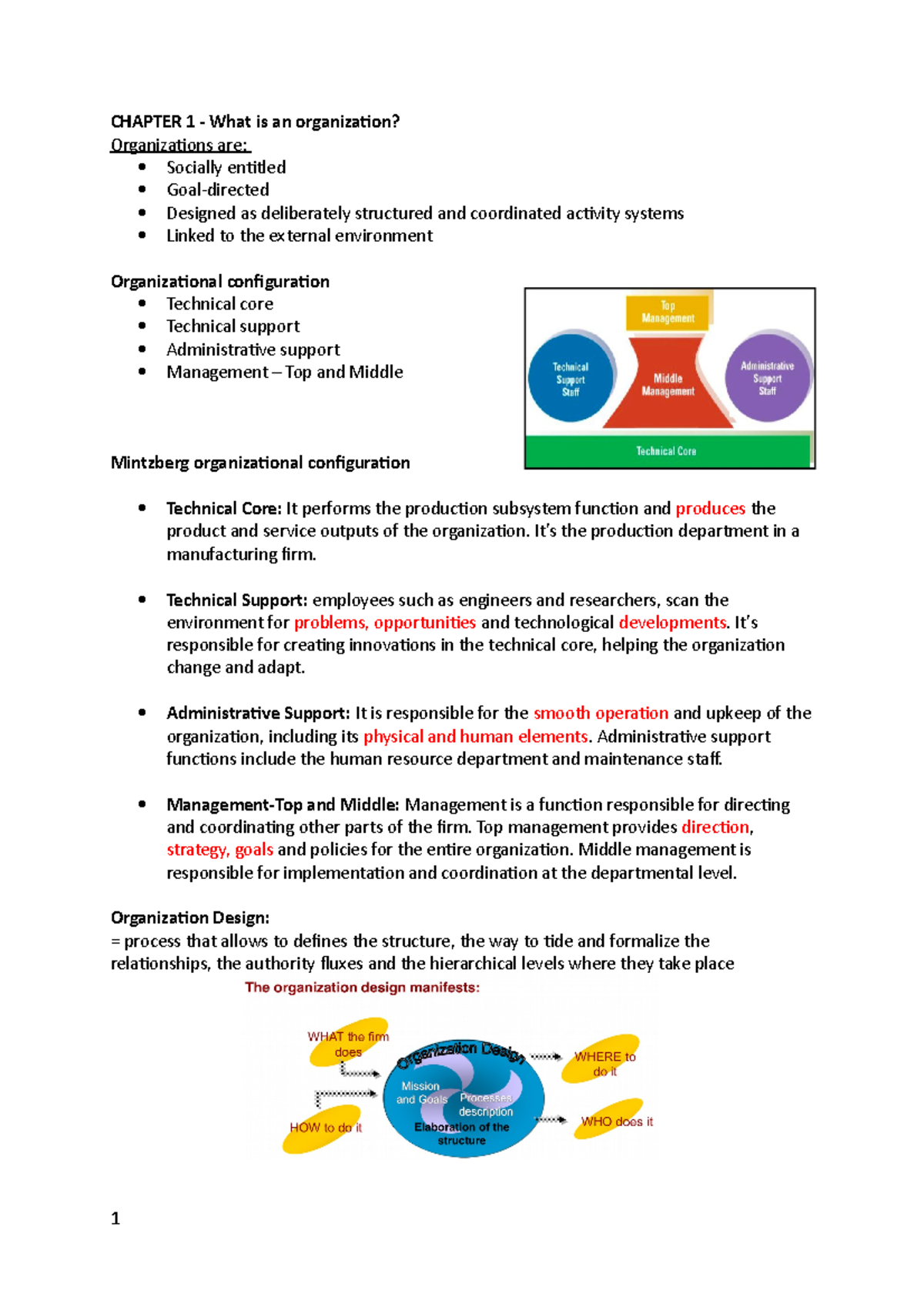 Organizational Design Summary/ English - CHAPTER 1 - What is an ...