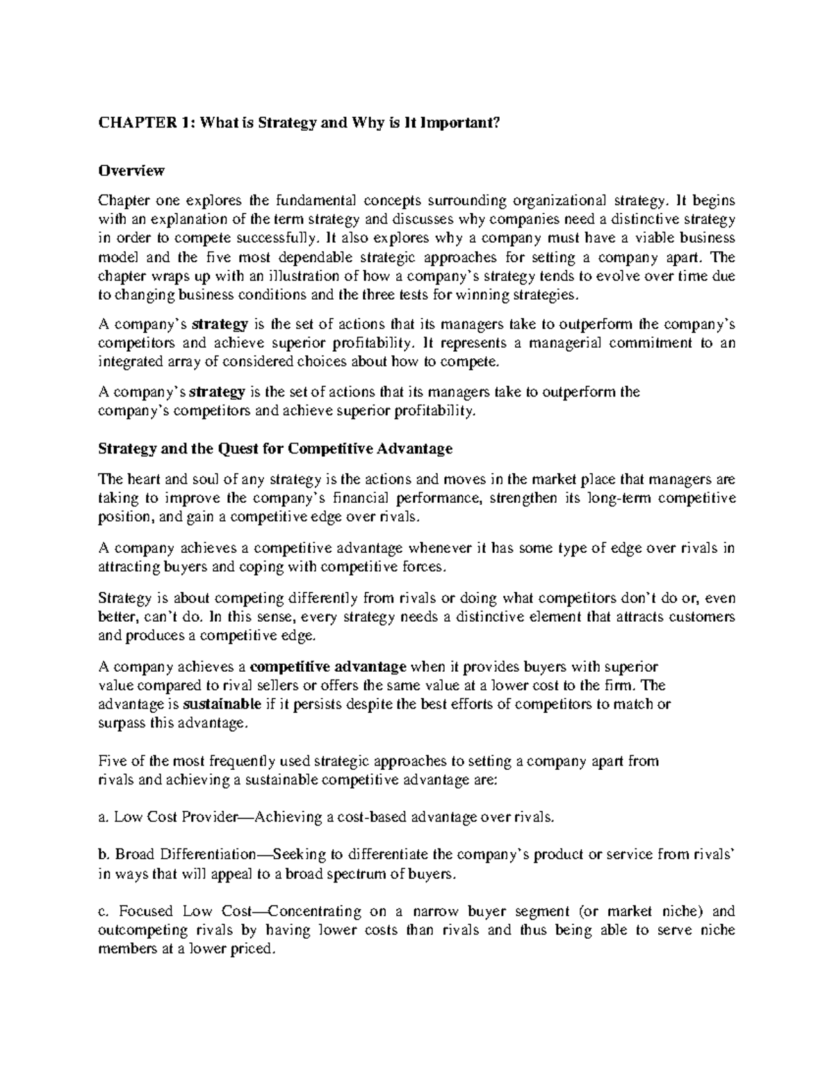 Project Management Chapter 1 What Is Strategy CHAPTER 1 What Is