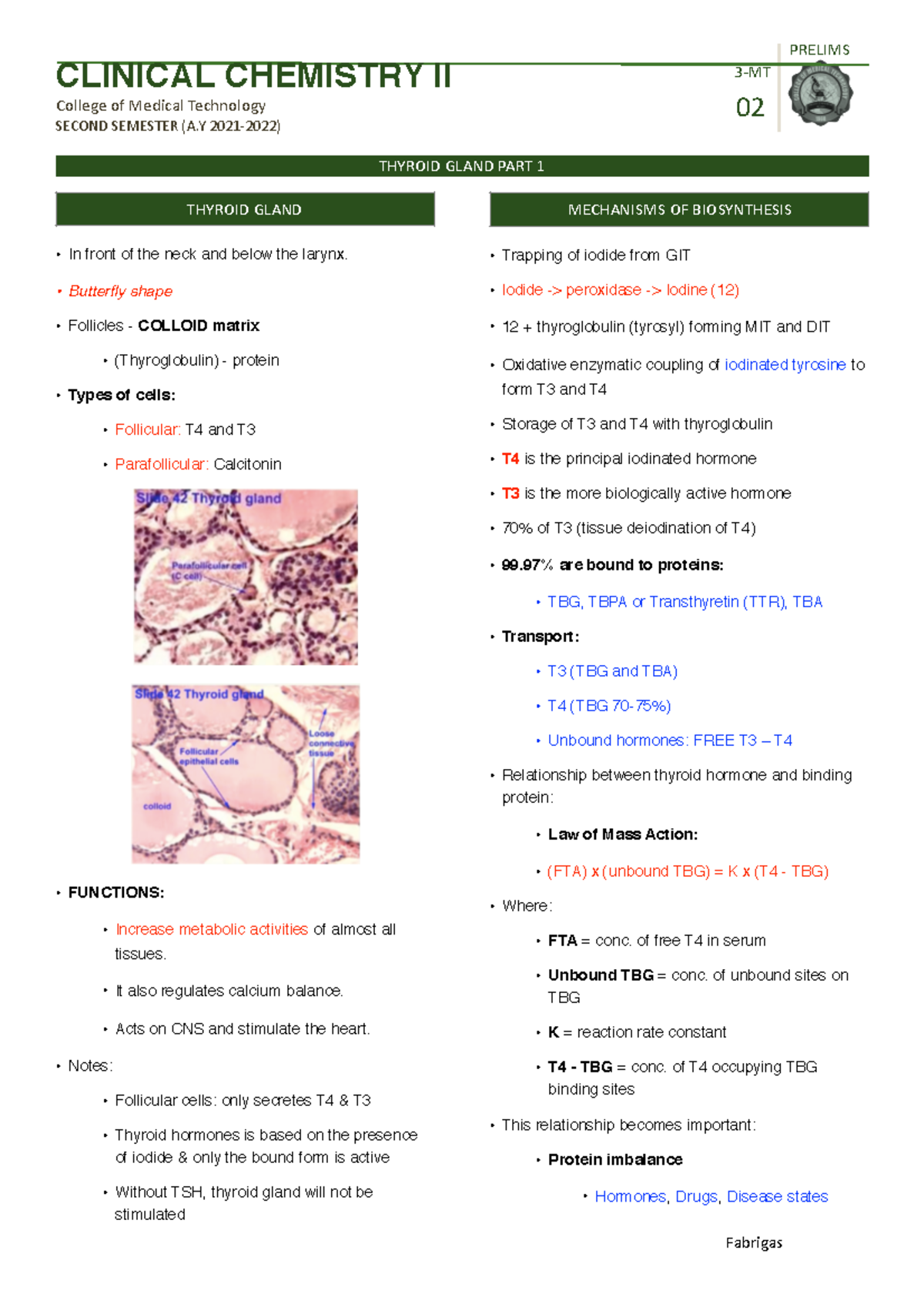 4 CCM 112 LEC Thyroid Gland PART 1 - 3-MT CLINICAL CHEMISTRY II College ...