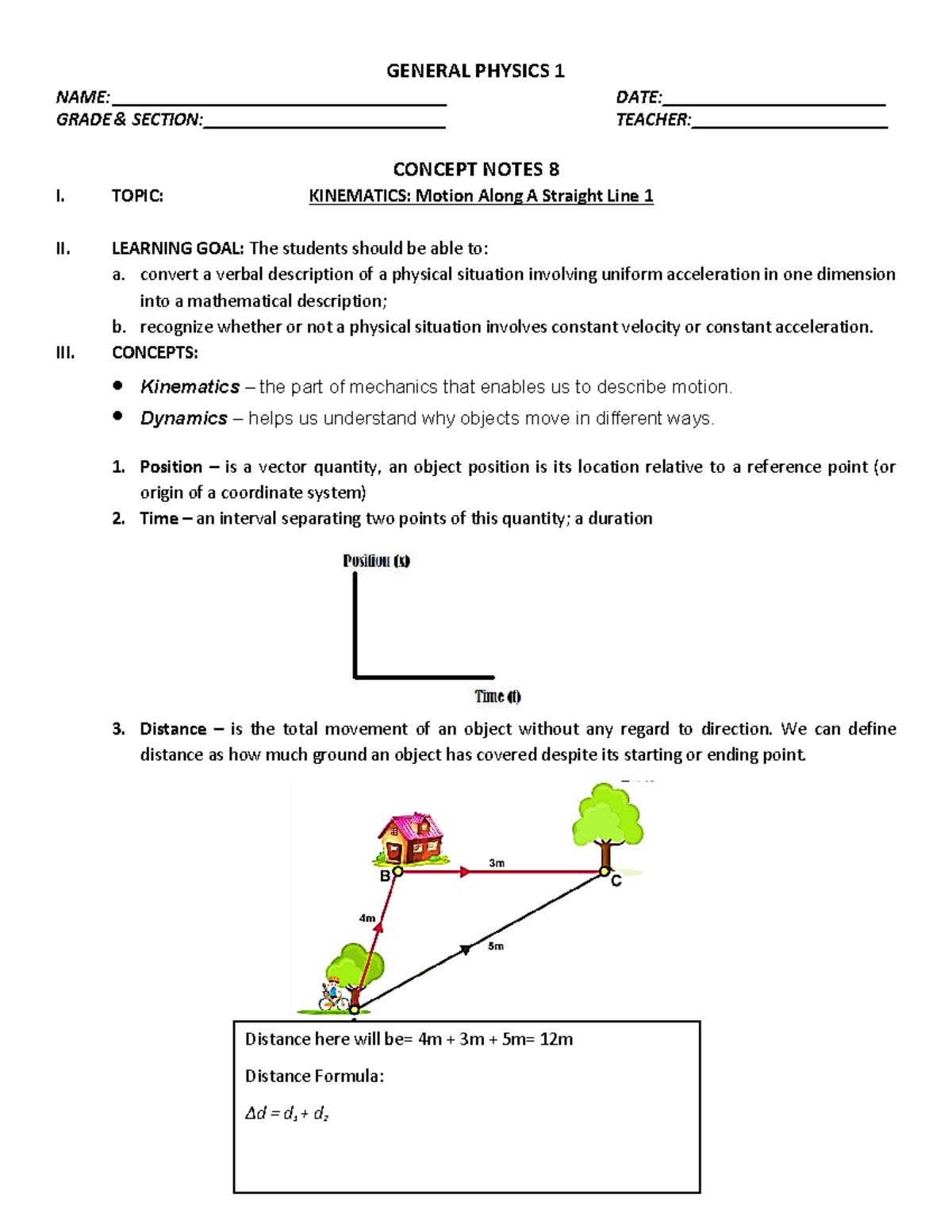 Rectilinear Motion - This Pdf Will Serve As A Lecture Notes And Guide ...