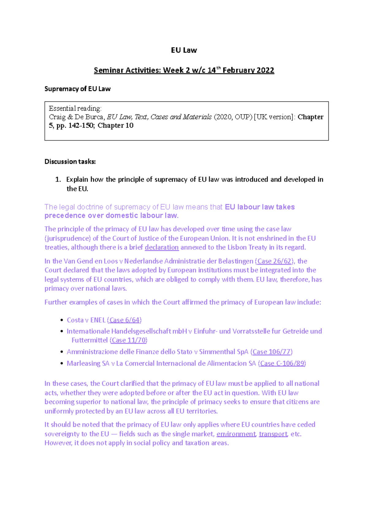 week-2-seminar-activities-supremacy-of-eu-law-port-studocu