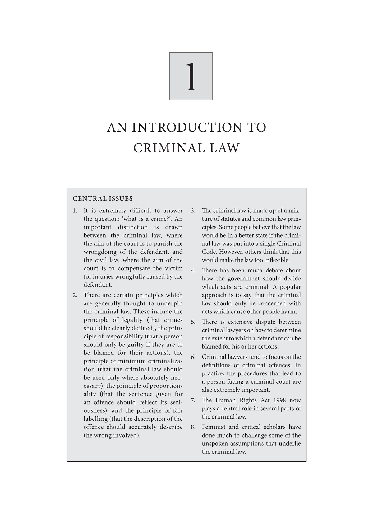 Ch1 - Criminal Law - 1 AN INTRODUCTION TO CRIMINAL LAW ####### CENTRAL ...