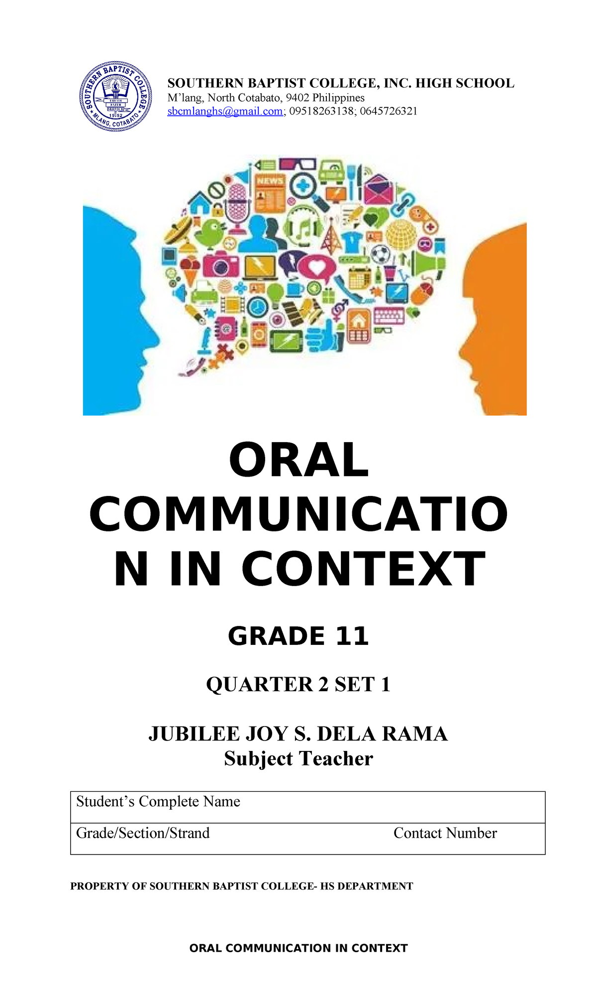 Module In Oral Communication - ORAL COMMUNICATIO N IN CONTEXT GRADE 11 ...