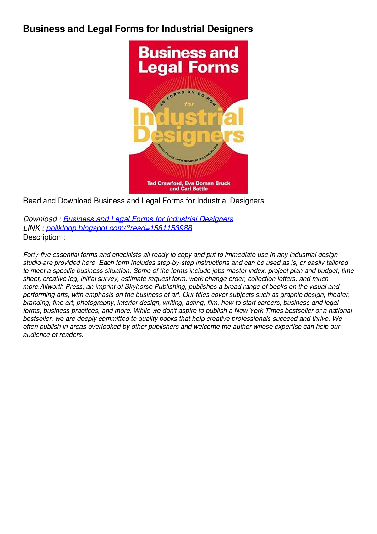 [PDF] READ] Free Business and Legal Forms for Industrial Designers epub