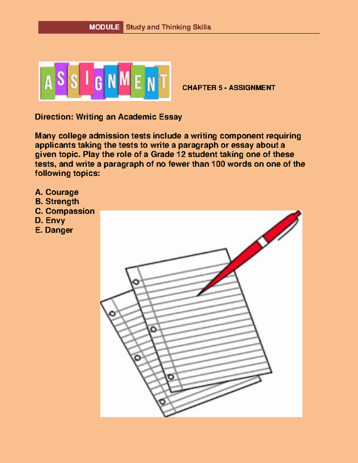 Assignment Chapter 5 OL12M32 - Study and Thinking Skills CHAPTER 5 ...
