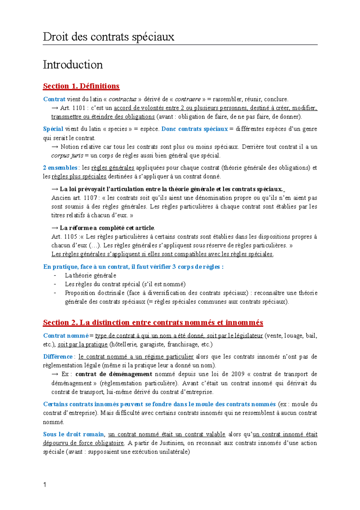 Fiches Contrats Sp Ciaux Droit Des Contrats Sp Ciaux Introduction