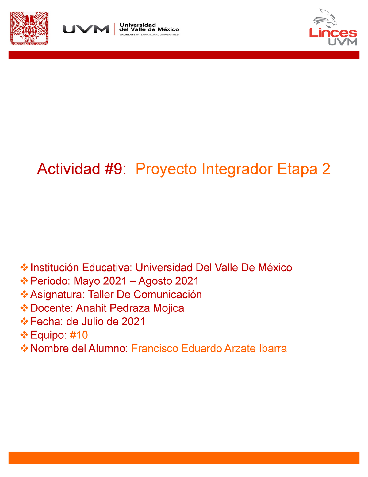 Actividad Proyecto Integrador Etapa Actividad Proyecto Integrador Etapa Instituci N