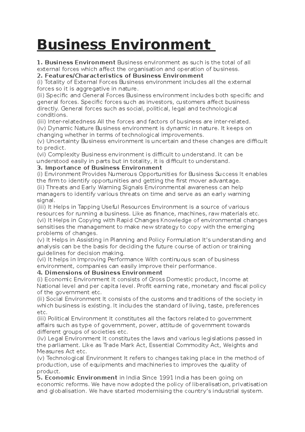 Business Environment - Features/Characteristics of Business Environment ...